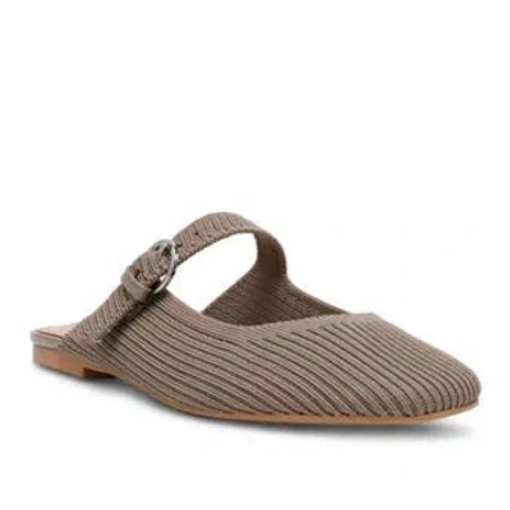 NEW Steven New York Ingrid Knit Mary Jane Mules Taupe Tan SZ 8